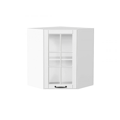 716*600*600 Шкаф верхний угловой остекленный Дублин Special White