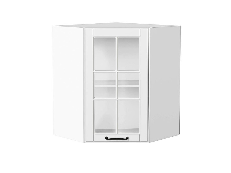 716*600*600 Шкаф верхний угловой остекленный Дублин Special White