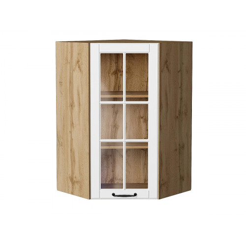 920*600*600 Шкаф верхний угловой остекленный Дублин Special White