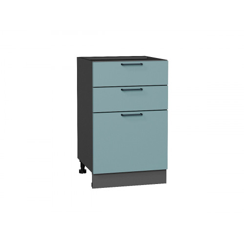 816*500* Шкаф нижний с 3-мя ящиками Флэт Grey-green In 2S Graphite