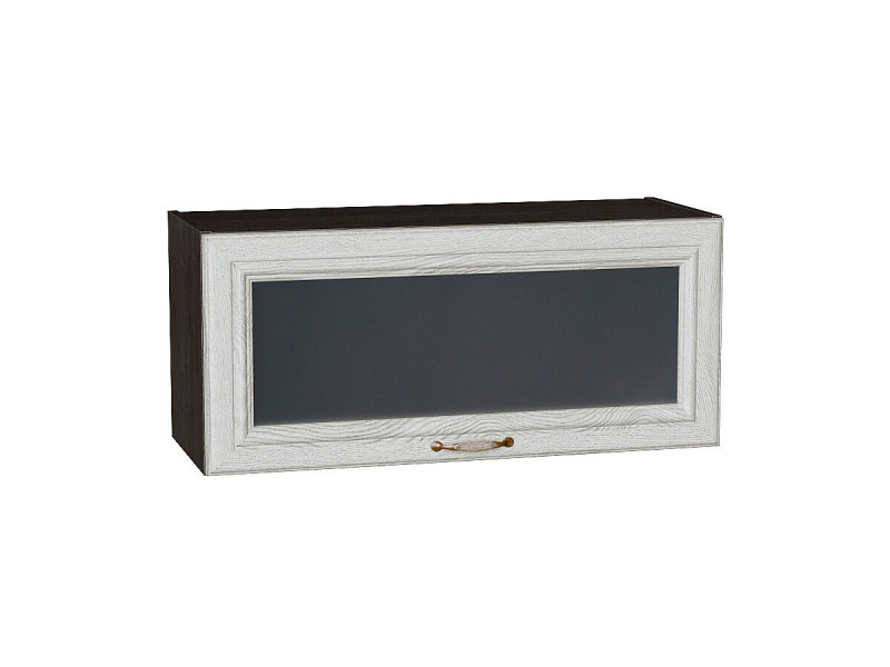 358*800* Шкаф верхний горизонтальный остекленный Шале White Dreamline Graphite