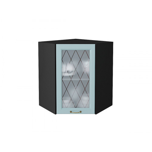 716*600*600 Шкаф верхний угловой остекленный Ницца Голубой Graphite 716*600*600 Шкаф верхний угловой остекленный Ницца Голубой Graphite