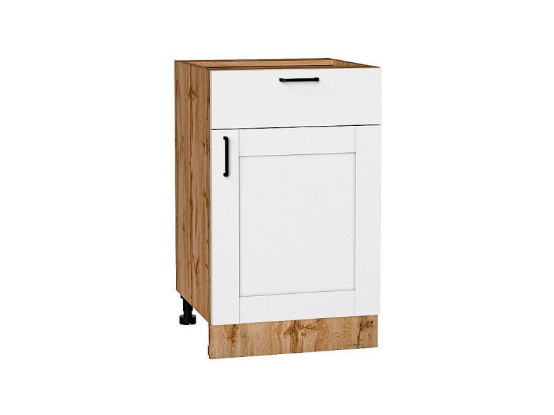 Кухня 816*500*Шкаф нижний с 1-ой дверцей и ящиком Лофт Super White/Дуб Вотан