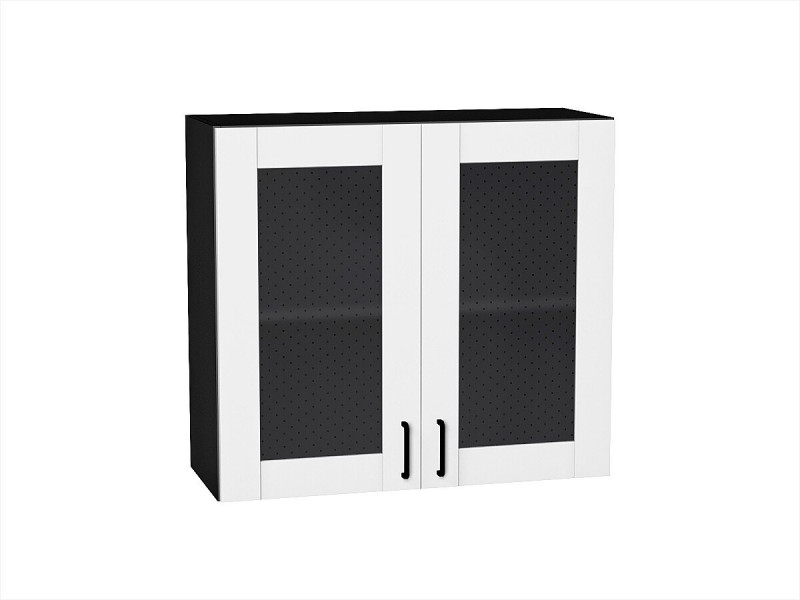 Кухня 716*800*Шкаф верхний с 2-мя остекленными дверцами Лофт Super White/Graphite