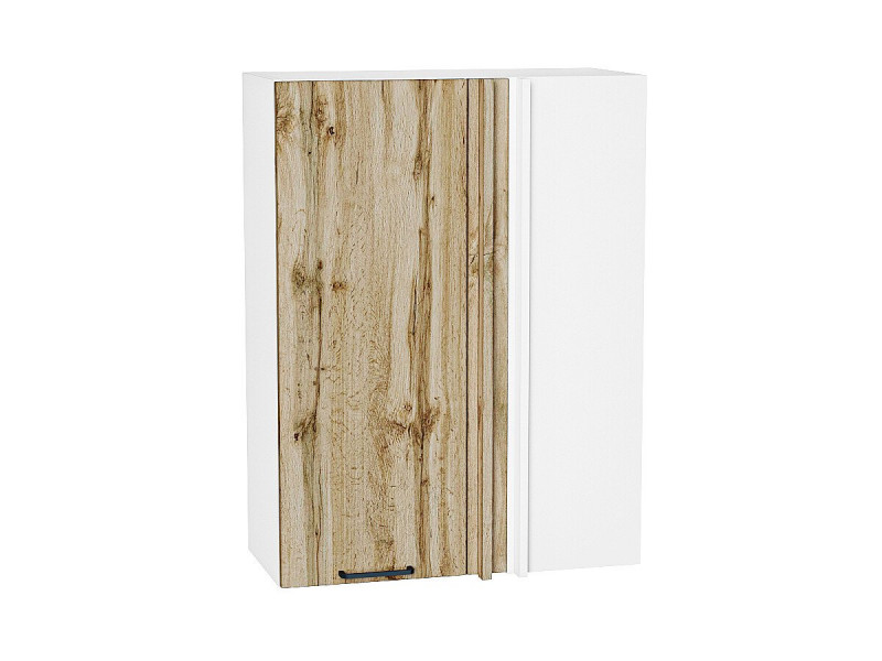 920*700* Шкаф верхний прямой угловой Флэт Wotan Oak 2S Белый