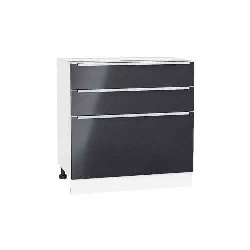 816*800* Шкаф нижний с 3-мя ящиками Фьюжн Anthracite Белый