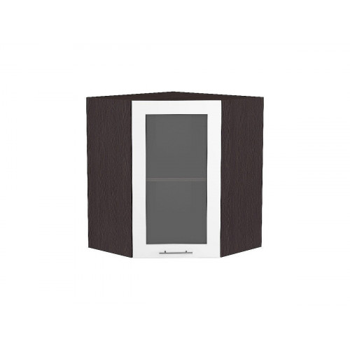 920*600*600 Шкаф верхний угловой остекленный Валерия-М Белый глянец Graphite 920*600*600 Шкаф верхний угловой остекленный Валерия-М Белый глянец Graphite